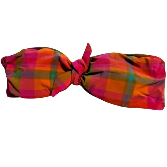 Isaac Mizrahi Multicolor Y2k Plaid Bandeau Swim Top Women's Size Medium - Picture 4 of 7